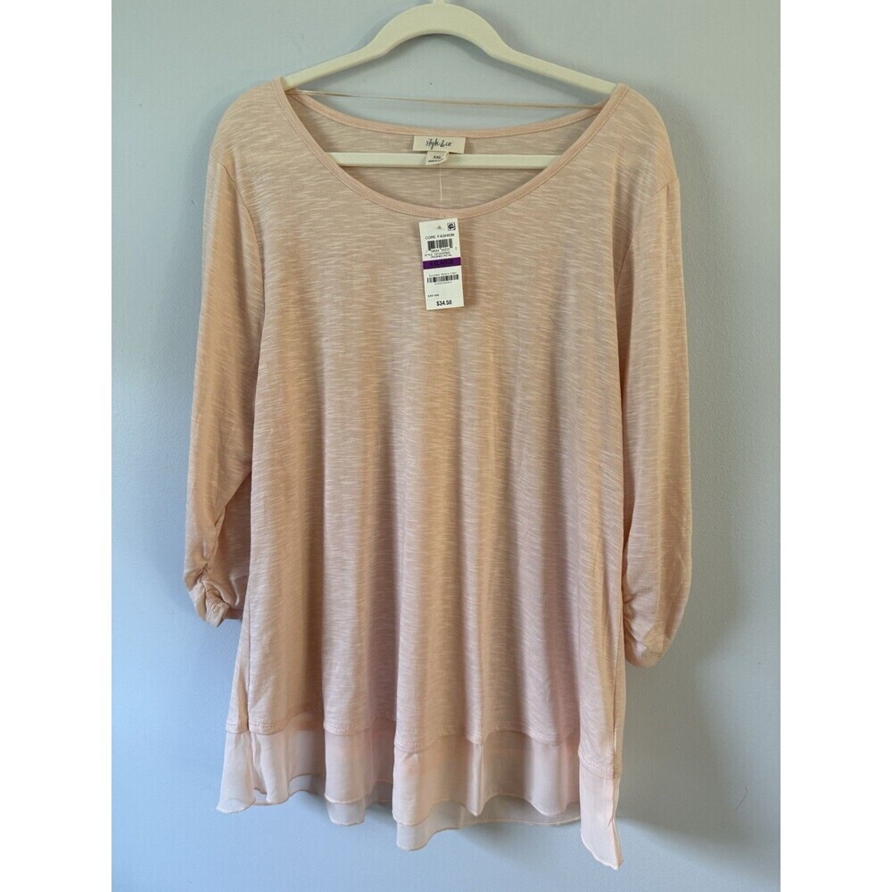Style & Co Chiffon Hem Plus Size Crushed Pedal Tunic Womens Size XXL NEW